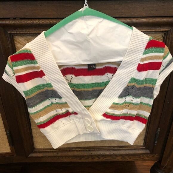 Short Christmas color striped sweater vest - Picture 1 of 1